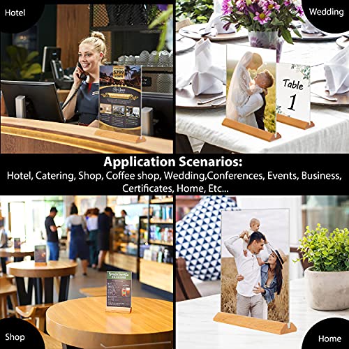 TONICE® 3 Pack 8.5X11 Acrylic Sign Holder T Shape Clear Acrylic Double Sided Frames with Wood Base Table Menu Display Stand Flyer Display (Optional 8.5x11/5x7 Inch L/T Shape) - Image 5