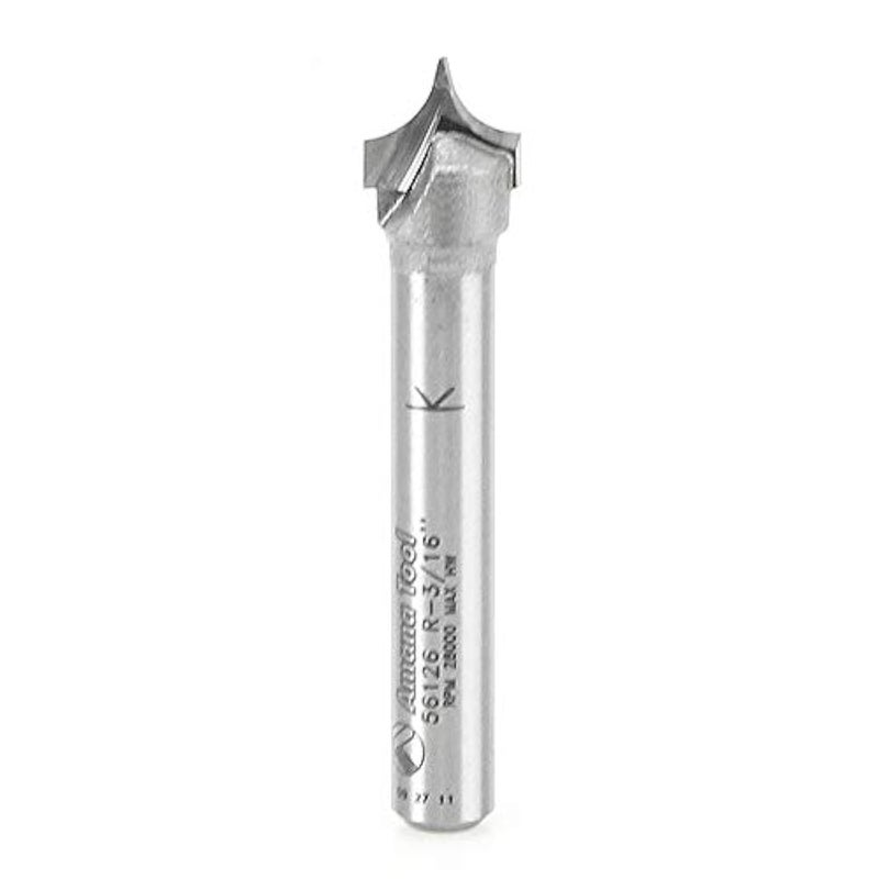 - 56126 Carbide Tipped Pt. Cutting Roundover 3/16 Radius x 3/8 Dia x 19/64 x