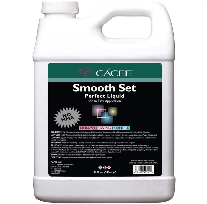 Cacee Smooth Set Perfect 32 oz Non-Yellowing Acrylic Liquid Monomer - Monomer Acrylic Nail Liquid for Superior Adhesion, Low Odor, Compatible with All Acrylic Powder Sets - Image 1