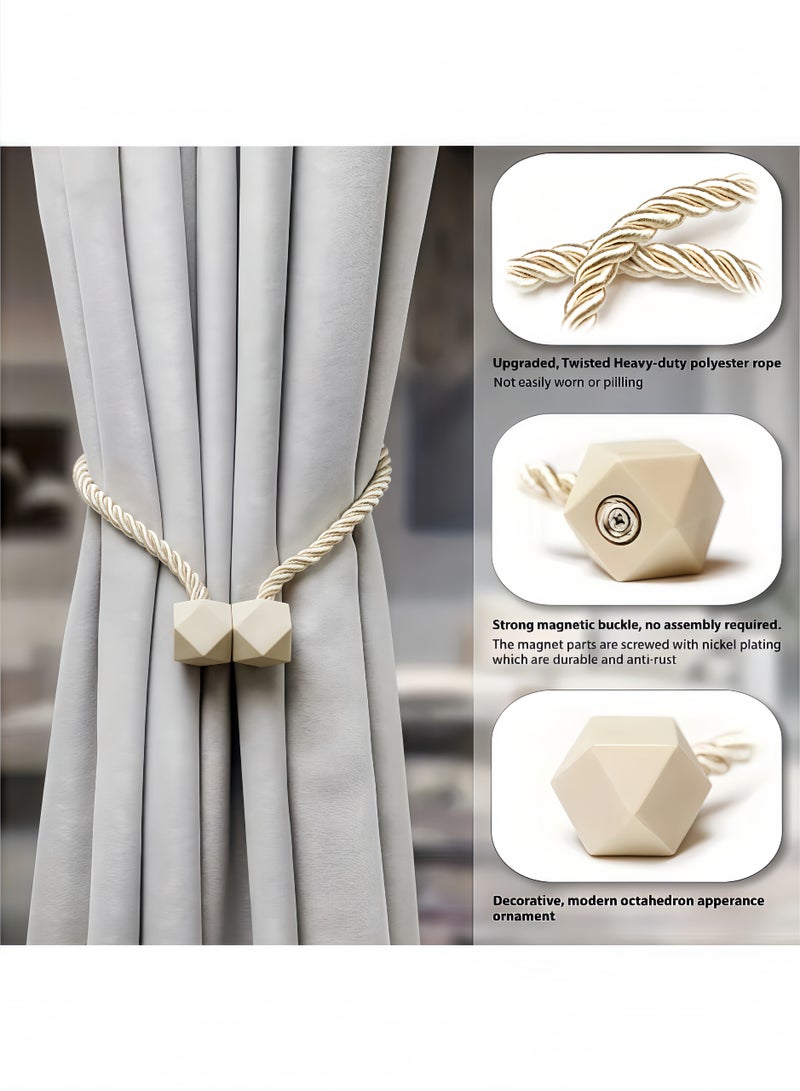 Peachjoy Magnetic Curtain Tiebacks- with a Thicker Twist Rope and Strong Magnet Tieback Window Treatment Holdbacks Draperies Holders Decorative Drape Handmade Curtain Tie Back