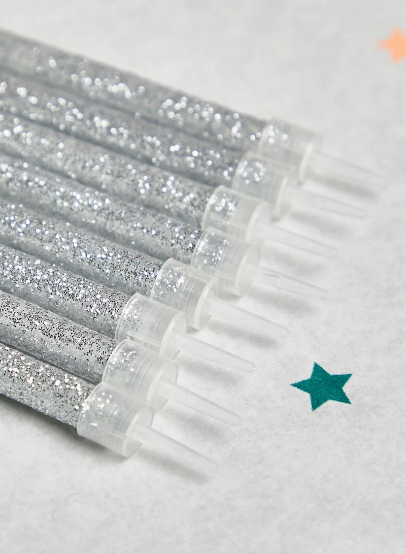 Party Camel 16 Pack Silver Glitter Dipped Candles