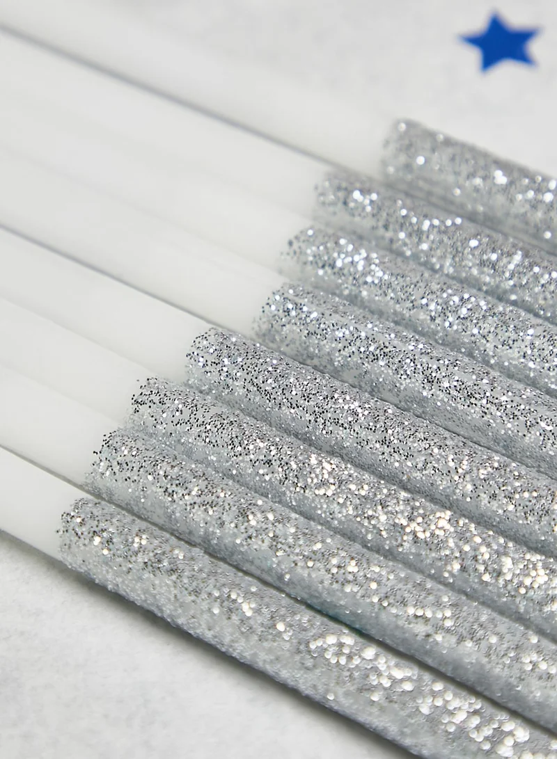 Party Camel 16 Pack Silver Glitter Dipped Candles