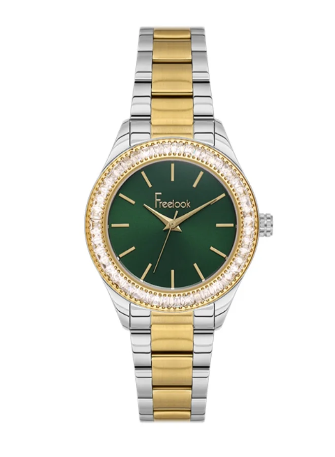 Freelook Paris Freelook - Lumiere Women's Watch | Steel Case | Stainless Steel Band | Dark Green & Round Dial | Analog | Japanese Quartz | Mineral Glass | Premium Luxury Watch | Ideal Gift | Water Resistant 50 Meters