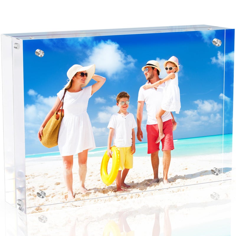 laapee 4x6 Inches Acrylic Picture Frames 1 Pack, Double Sided Magnetic Photo Frames,Free Standing on Desk or Table Clear Picture Frames - Image 1