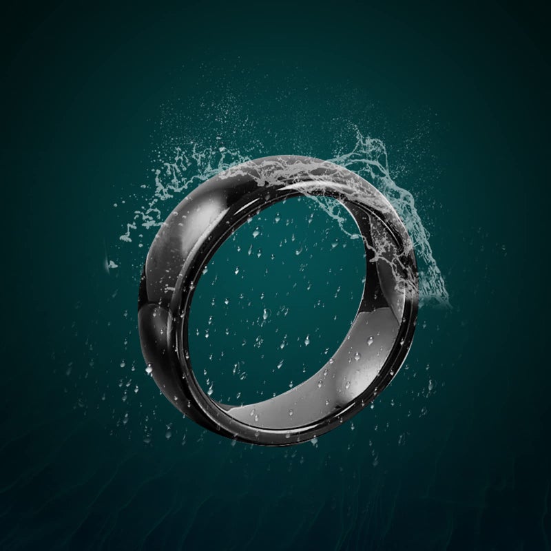 hecere Waterproof Ceramic NFC Ring, NFC Forum Type 2 215 496 Bytes Chip Universal for Mobile Phone, All-Round Sensing Technology Wearable Smart Ring, Fasion Ring for Men or Women (9#, Black) - Image 5