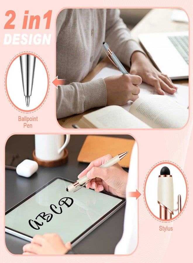 Tenare 12 Pieces 2 in 1 Stylus Metal Ballpoint Pen with Stylus Tip, 1.0 mm Black Ink Ballpoint Pen for Touch Screens(Morandi Color) - Image 3