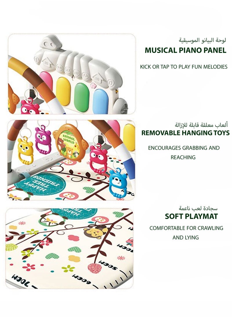 Toshionics Baby’s Fitness Piano with Bright Lights Hanging Rustle Toys and Musical Keyboard Piano Baby Infant Kids Small Children Feeding Crawling Play Mat Piano Toy Fitness Device  Baby Kick and Play Mat Gym and Fitness Rack Musical Baby Toy for 3, 4, 5, 6, 7, 8, 9, 10, 11, and 12 Months Ages  - Image 4