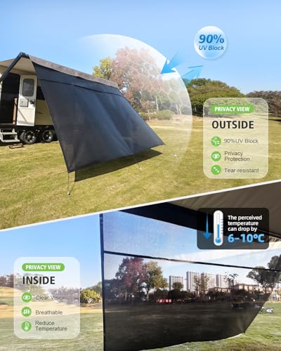 Dulepax RV Awning Shade Screen with Zipper 8X133 Second Generation RV Awning Screen Significantly Improves Shadew and PrivacyUniversal RV Awning Sun Shade Screen with Complete Kits - Image 5