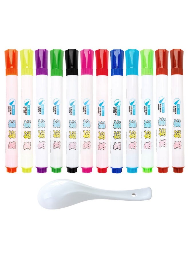 Miamia 12 Colors Magical Water Painting Pen, Doodle Water Floating, Erasable Whiteboard Marker with Spoon, Colored Doodle Drawing Pen, Amazing Kids' Gifts for Boys and Girls - Image 2