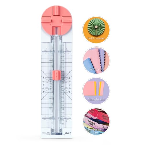 Ecraft Pink Paper Cutter 4-in-1 Paper Trimmer Multi-Function Scrapbooking Tool with Straight, Wave, Perforated & Creasing Blades for Craft Paper,Cardstock, Coupon, Label, Photo,Postcard - Image 1