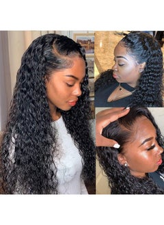 Peruvian Water Curly Wave Human Hair Lace Frontal Wigs For Black Women 100% Unprocessed Virgin Human Hair Lace Front Wigs Pre Plucked With Baby Hair Glueless Water Wave Wet And Wavy Human Hair Wigs