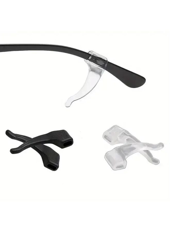 4 Pairs Anti Slip Glasses Ear Hooks 2 Black 2 Transparent Comfortable Elastic Ear Cushions - Image 4
