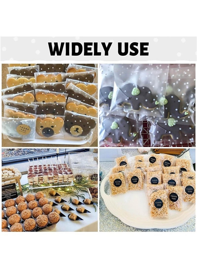 بيكو 200 قطعة من حقيبة هدايا حلوى كوكيز بلاستيكية ذاتية اللصق ذاتية اللصق، أكياس تغليف ذاتية الغلق بنقاط بيضاء قابلة لإعادة الإغلاق، شوكولاتة صغيرة لحفلات أعياد الميلاد وحفلات الزفاف - Image 4