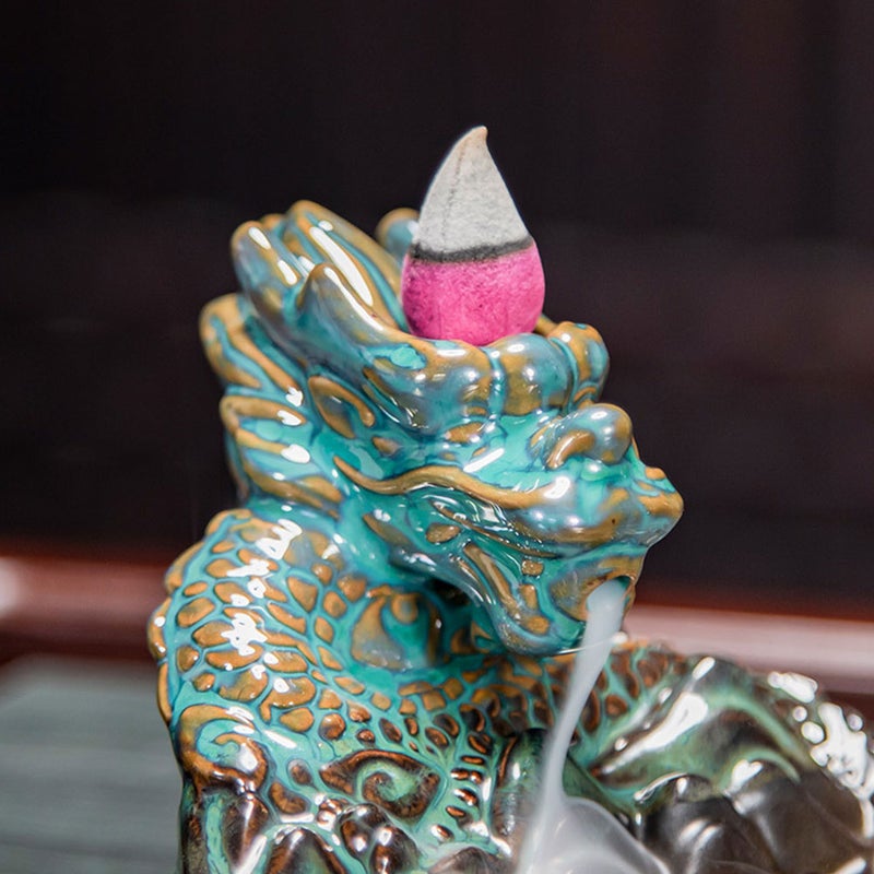 Backflow Incense Burner Vintage Chinese Style Dragon Ceramic Incense Censer - Image 3