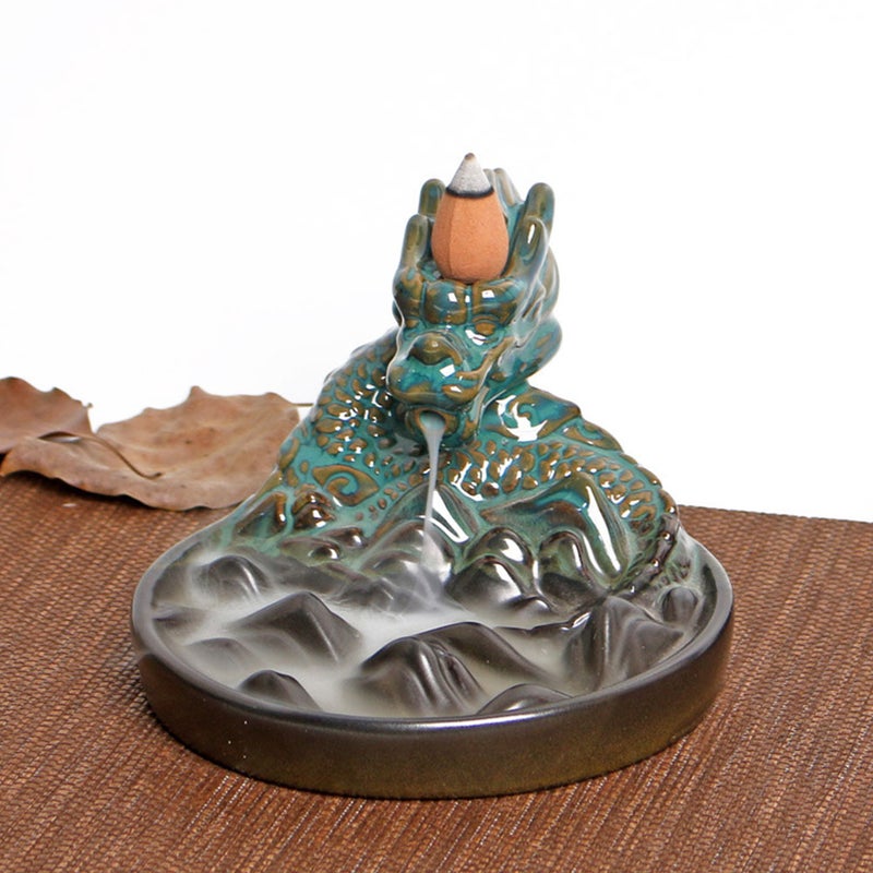 Backflow Incense Burner Vintage Chinese Style Dragon Ceramic Incense Censer - Image 1