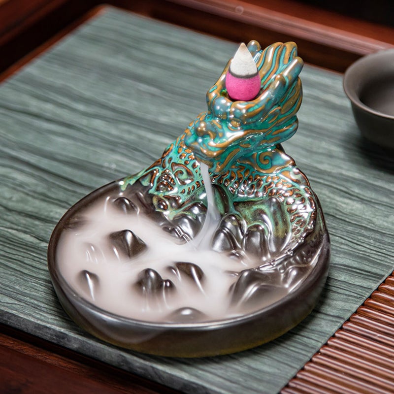 Backflow Incense Burner Vintage Chinese Style Dragon Ceramic Incense Censer - Image 5