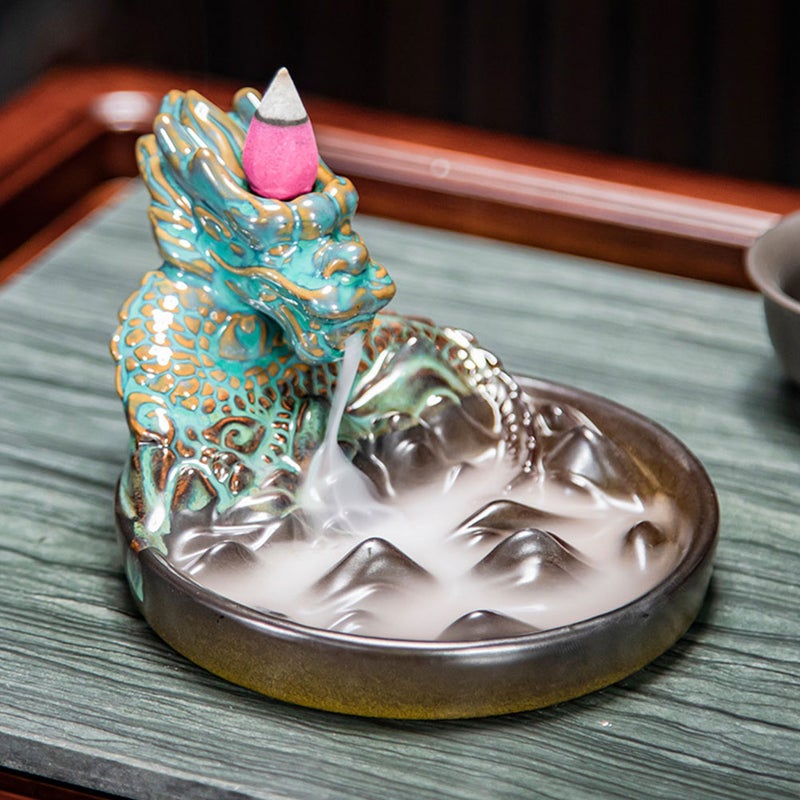 Backflow Incense Burner Vintage Chinese Style Dragon Ceramic Incense Censer - Image 4
