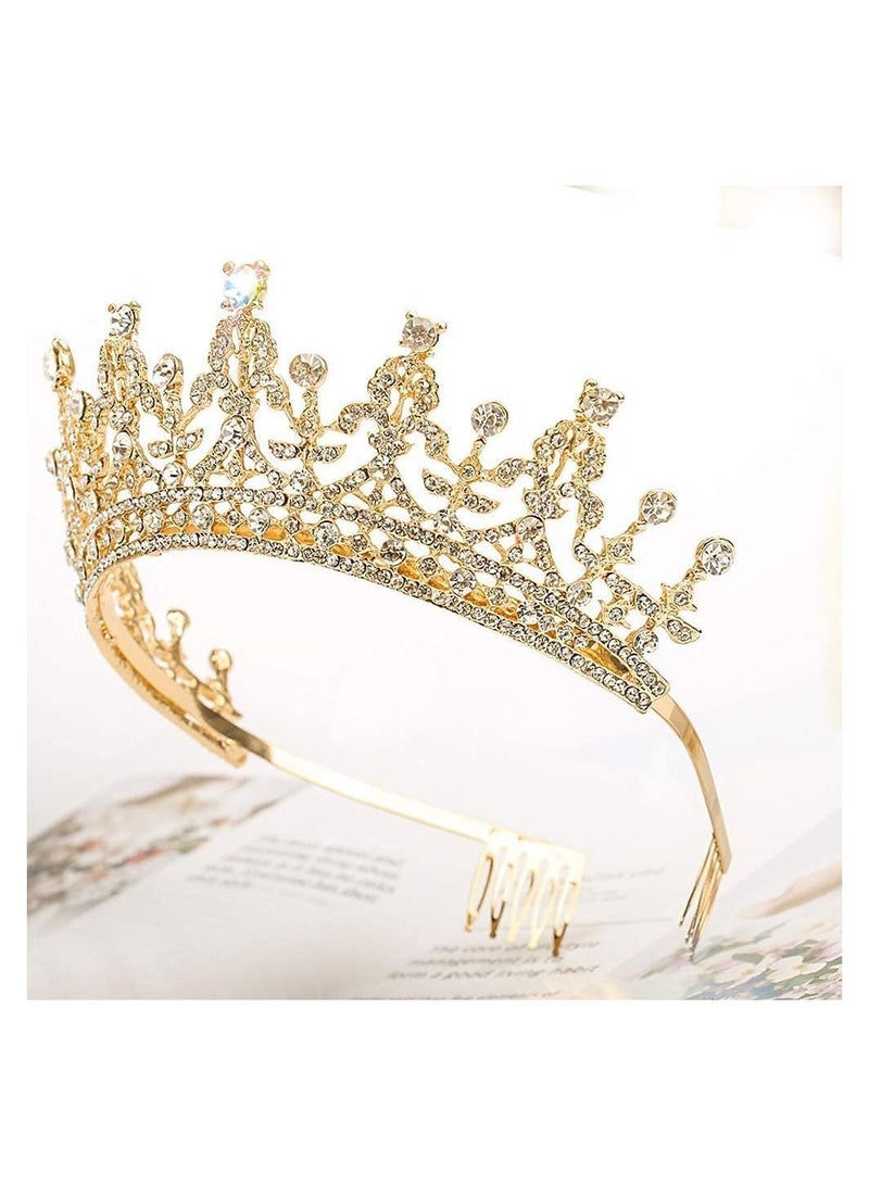 Loquat Crown for Women Birthday Headband Girls Crystal Queen Crown Gold Tiara Hair Accessories Bride Party Bridesmaids Bridal Prom  Holiday Costume Cosplay Gifts - Image 4