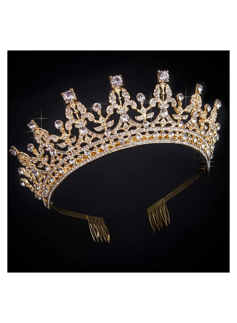 Loquat Crown for Women Birthday Headband Girls Crystal Queen Crown Gold Tiara Hair Accessories Bride Party Bridesmaids Bridal Prom  Holiday Costume Cosplay Gifts - Image 1