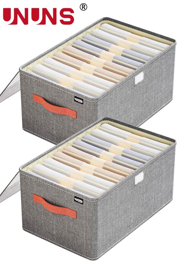 UNUNS Foldable Storage Bins,Pack Of 2 Clothes Drawer Organizer Bins With Clear Lids And Handles,9 Grids Closet Organizers For Clothes Storage,Office Storage,Room Organization,40x28x20cm  - Image 1