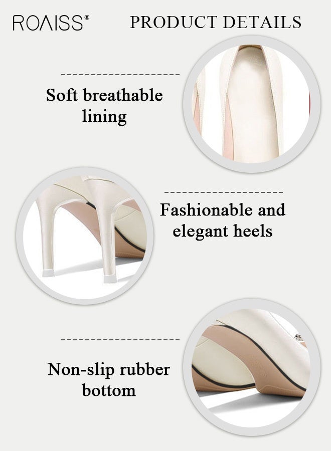 roaiss Women Pointed Toe Pumps, Stylish Elegant High Heels for Ladies, Chic Classic Stilettos with Rhinestone Buckle, Perfect for Parties, Wedding, Dates and More - Image 5