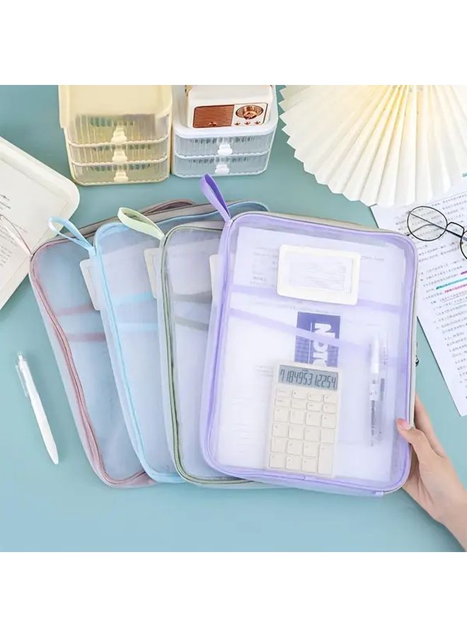 Pink Zip File Organizer With Zipper Closure Clear Front Window Portable For Office School Travel - Image 5