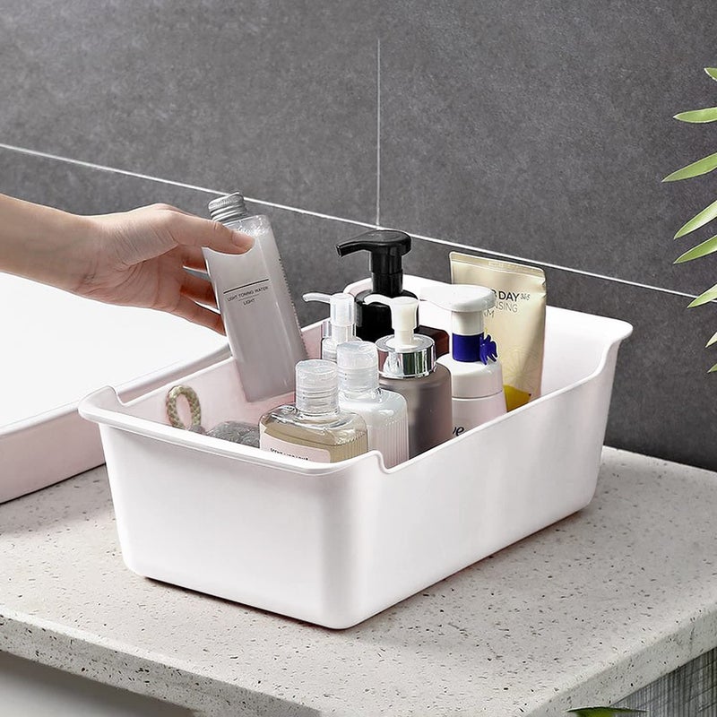 wolpin 1Pc Plastic Rectangular Storage Basket Multipurpose Kitchen & Home Organiser Box For Wardrobe, Fruits Vegetables, Toys, Stationary Items (31 X 19 X 11 Cm), White - Image 5