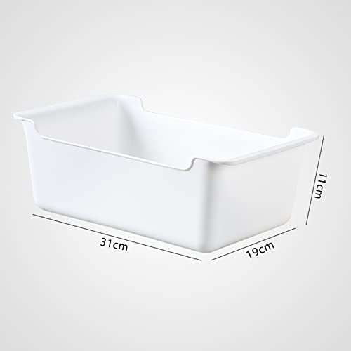 wolpin 1Pc Plastic Rectangular Storage Basket Multipurpose Kitchen & Home Organiser Box For Wardrobe, Fruits Vegetables, Toys, Stationary Items (31 X 19 X 11 Cm), White - Image 3