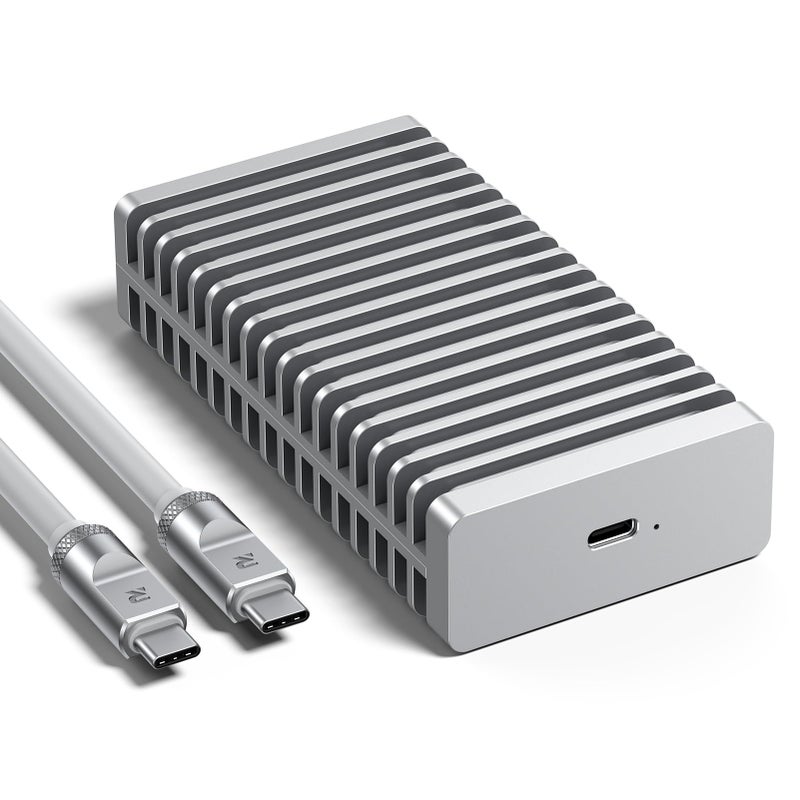 RayCue 40Gbps M.2 NVMe Enclosure with Aluminum Double-Sided Fin Heat Dissipation, External SSD Case for Mac, Windows, Compatible with USB 4/3.2/2.0 (SSD Not Included) - Image 1