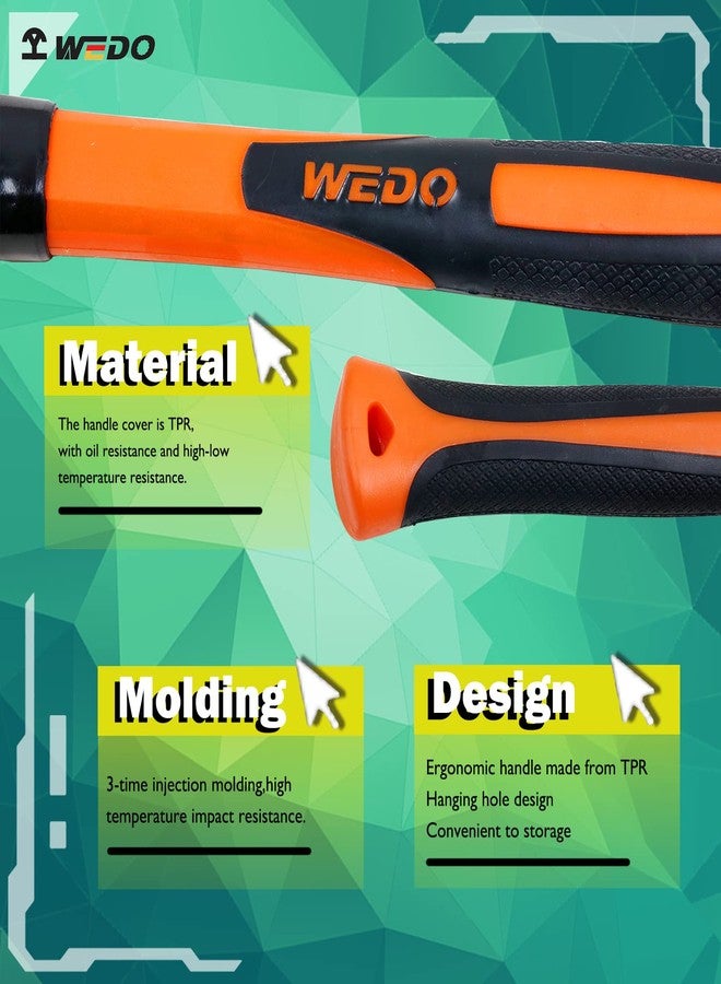 WEDO Sledge Hammer,1lb Stainless Steel German Type Crack Hammer With Fiberglass Handle,Length 310mm,Shock-resistant,Corrosion Resistant Drilling Hammer - Image 4