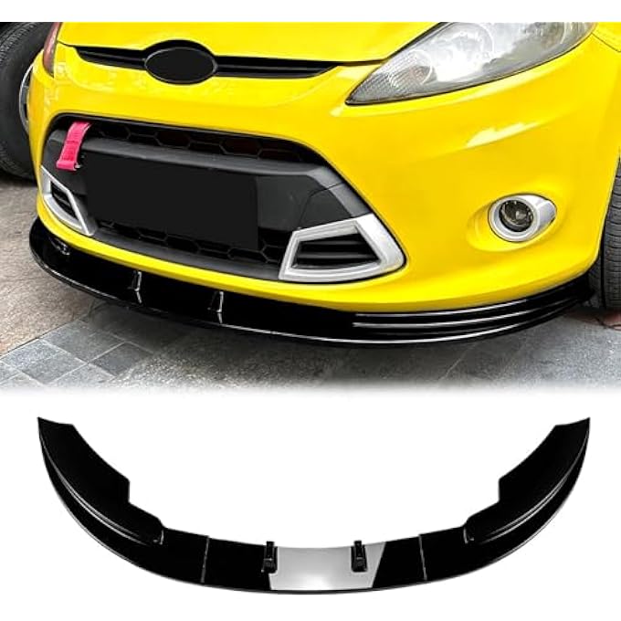 Car Front Bumper Lip Lower Chin Spoiler Compatible with Ford Fiesta MK7 2008-2012, ABS Gloss Black