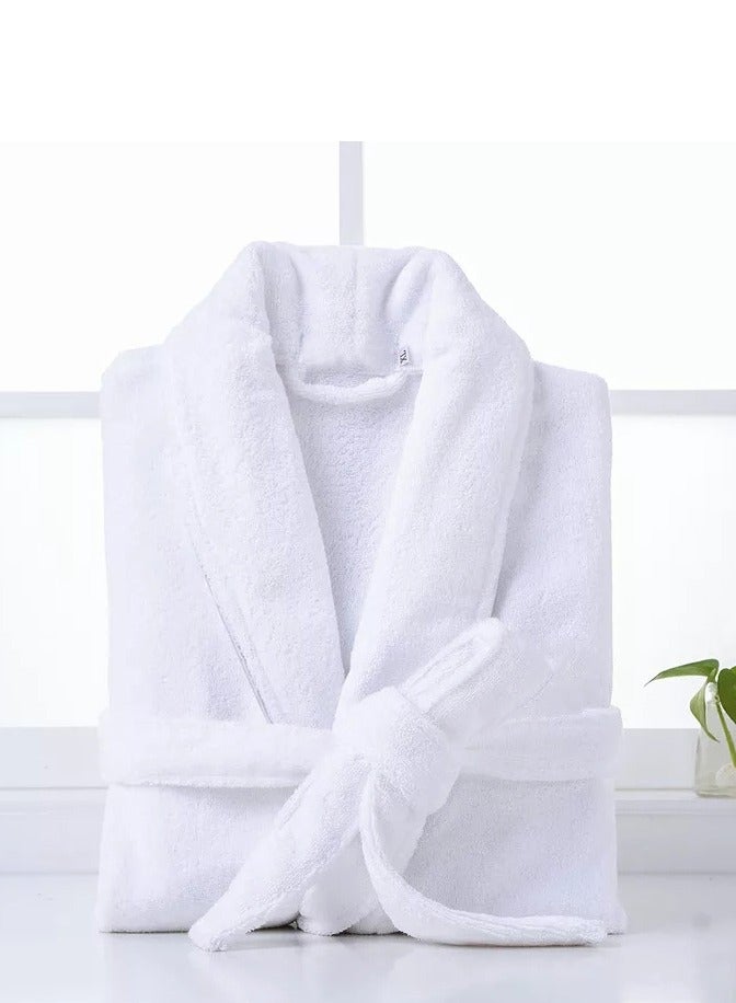 DESKET Luxurious White Terry Cotton Bathrobe – Free Size Unisex Robe | 100% Cotton, High GSM, Super Soft, Highly Absorbent, Spa & Hotel Quality - Image 1