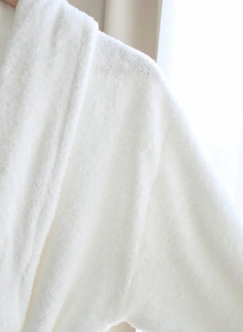 DESKET Luxurious White Terry Cotton Bathrobe – Free Size Unisex Robe | 100% Cotton, High GSM, Super Soft, Highly Absorbent, Spa & Hotel Quality - Image 4