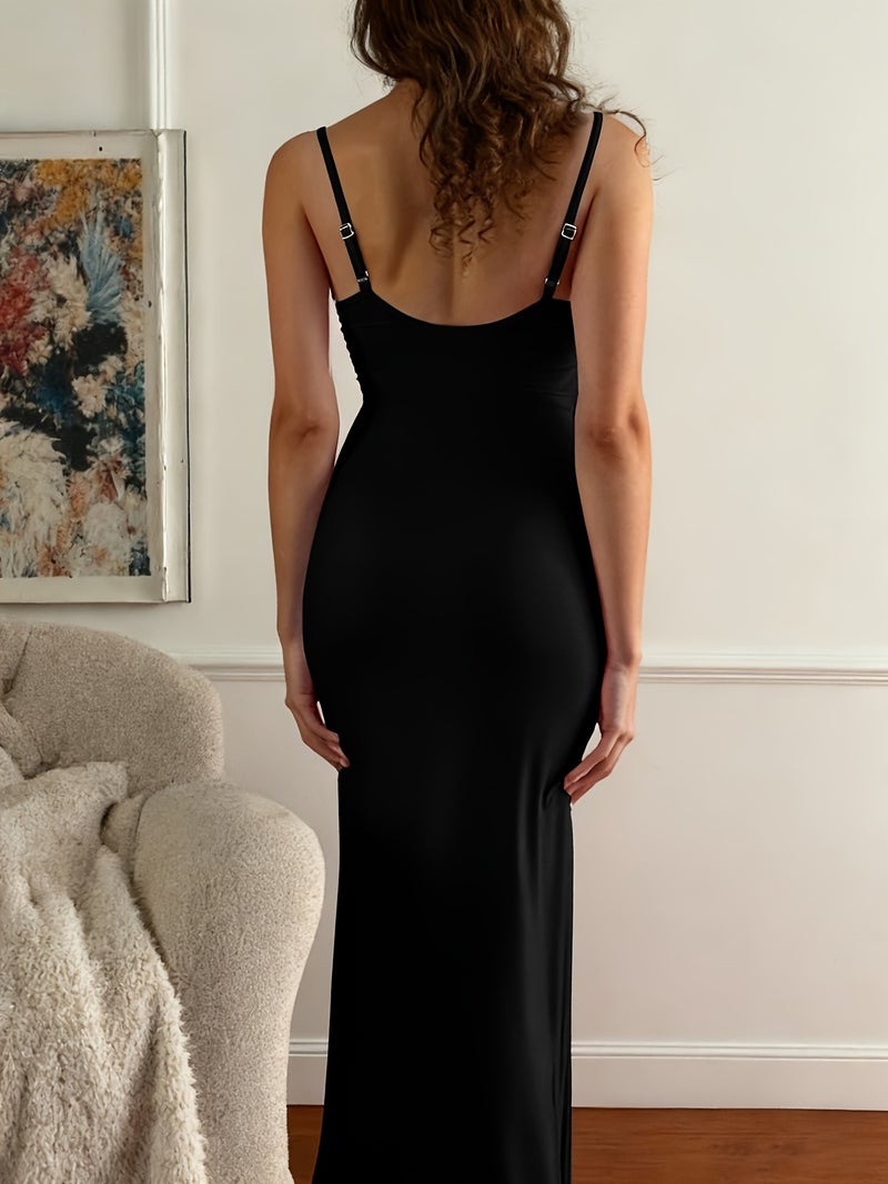 Hot Style V-Neck Slim Fit Strapless Dress with Thin Straps, Elastic Waist, Hip-Enhancing Design. Princess Style, Elegant, Perfect for Dates, Parties, Valentine's Day, and Gatherings. Adju... - Image 3