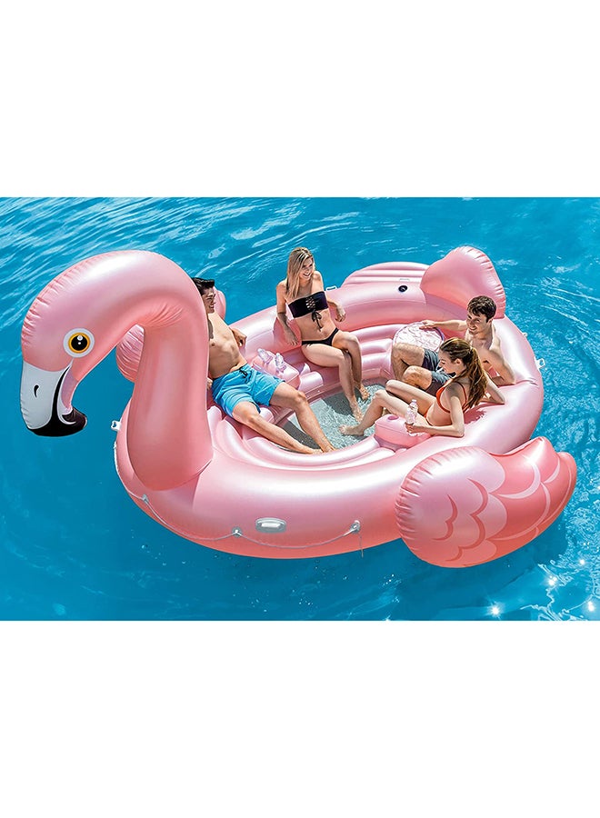 INTEX Flamingo Party Island Inflatable Ride On Pool Floater Pink 422x373x185cm Ages 6+ 422x373x185cm - Image 1