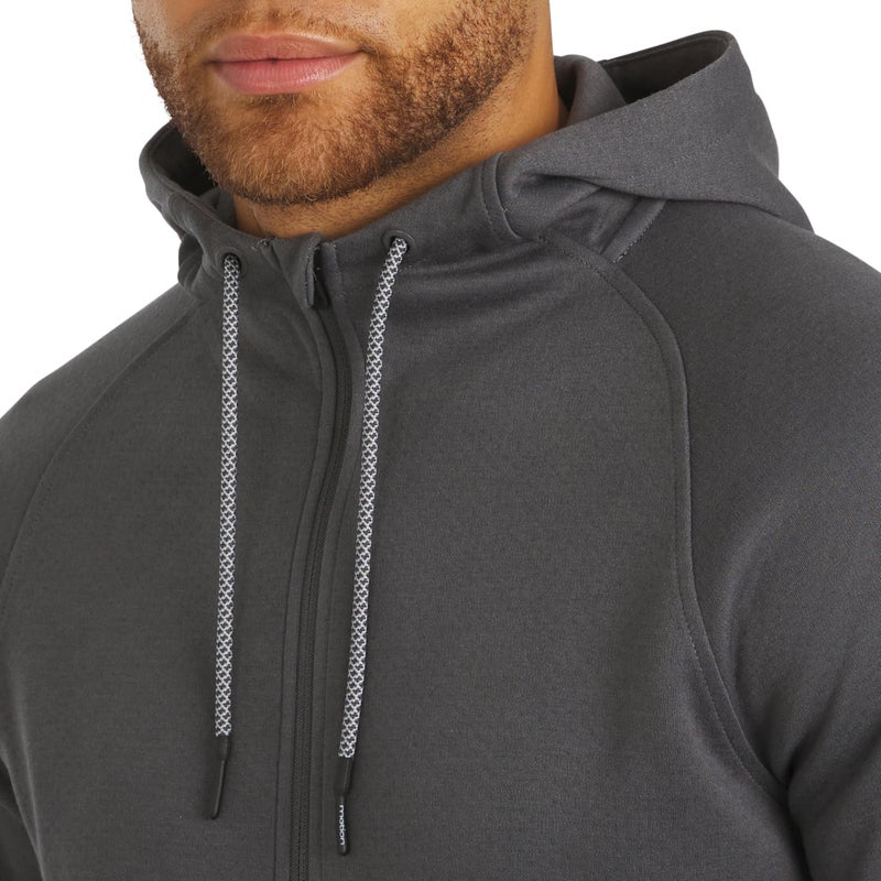 Motion Men's Regular Fit Active High Performance Heavyweight Jacquard Mesh Full Zip Hoodie, Charcoal, Large - Image 2
