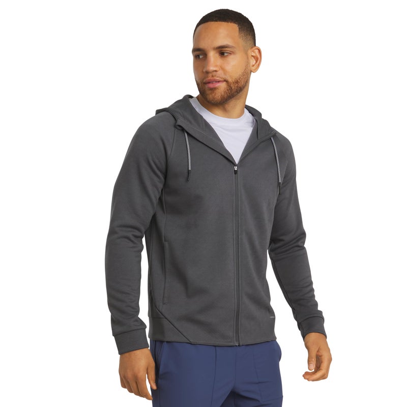 Motion Men's Regular Fit Active High Performance Heavyweight Jacquard Mesh Full Zip Hoodie, Charcoal, Large - Image 1