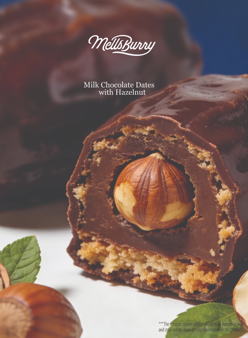 MELLSBURRY Dates Hazelnut Chocolate Coated 400g | Crunchy Hazelnut Centre | Gluten Free | Premium Dates - Image 4