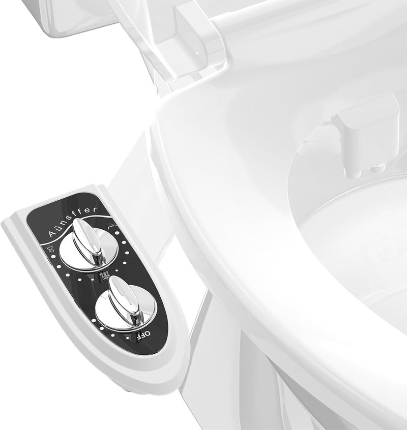 Aünsffer Bidet Toilet Attachment, Toilet Bidet Cold Water No-Electric, 3 Wash Modes Female Wash/Bidet Wash/Self-Cleaning, Super-Slim Design, 2 Years Support, Black - Image 1
