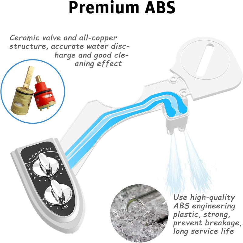 Aünsffer Bidet Toilet Attachment, Toilet Bidet Cold Water No-Electric, 3 Wash Modes Female Wash/Bidet Wash/Self-Cleaning, Super-Slim Design, 2 Years Support, Black - Image 3