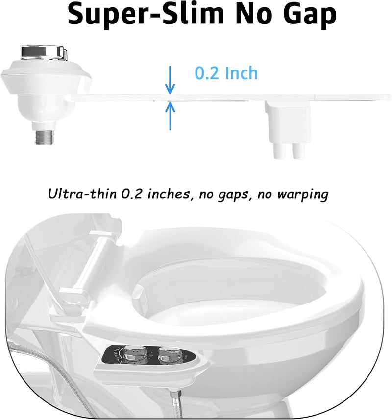 Aünsffer Bidet Toilet Attachment, Toilet Bidet Cold Water No-Electric, 3 Wash Modes Female Wash/Bidet Wash/Self-Cleaning, Super-Slim Design, 2 Years Support, Black - Image 4