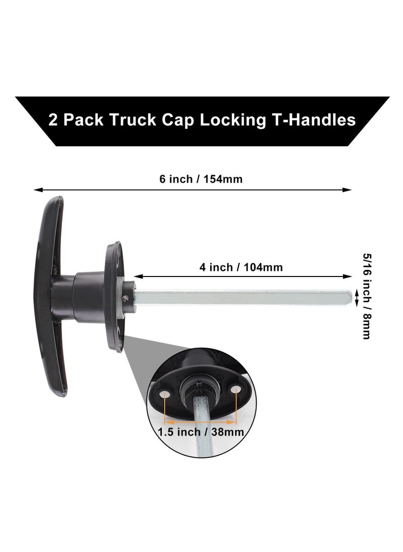 Truck Cap Locking T-Handles 1 Pack Camper Topper Locks with Keys, Canopy Replacement Locks Blind Mount Locks for RV Caravan Motorhomes Black