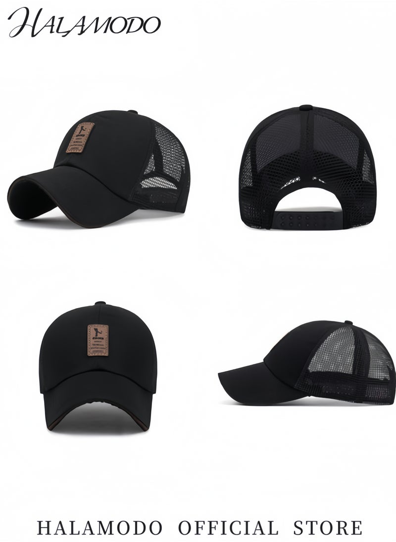 HALAMODO Mesh Baseball Cap Trucker Mesh Hat Baseball Hats Outdoor Sports Running Hat Adjustable Outdoor Mesh Snapback Hat for Men Women  - Image 3