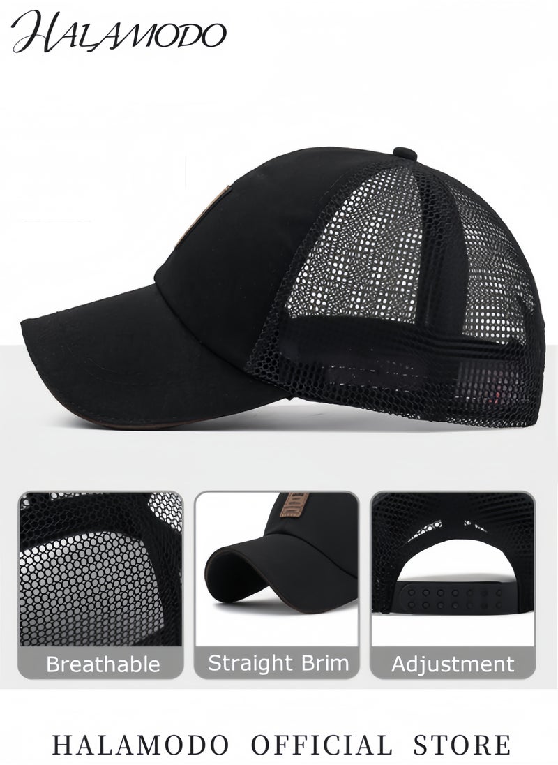 HALAMODO Mesh Baseball Cap Trucker Mesh Hat Baseball Hats Outdoor Sports Running Hat Adjustable Outdoor Mesh Snapback Hat for Men Women  - Image 2