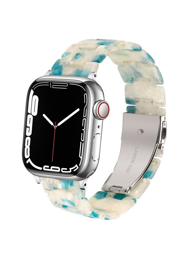 DEALELE - Bands Compatible with iWatch 42mm 44mm 45mm 49mm, Colorful Resin Replacement Strap for Apple Watch Series 8/7 / 6/5 / 4/3 / SE/Ultra Women Men, Fluorescent Blue - Image 1