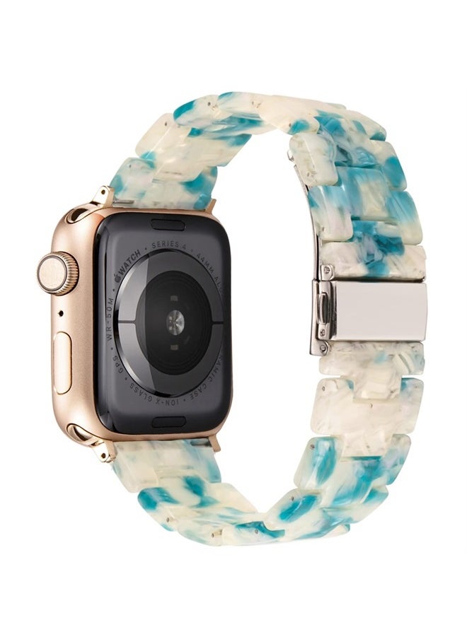 DEALELE - Bands Compatible with iWatch 42mm 44mm 45mm 49mm, Colorful Resin Replacement Strap for Apple Watch Series 8/7 / 6/5 / 4/3 / SE/Ultra Women Men, Fluorescent Blue - Image 1