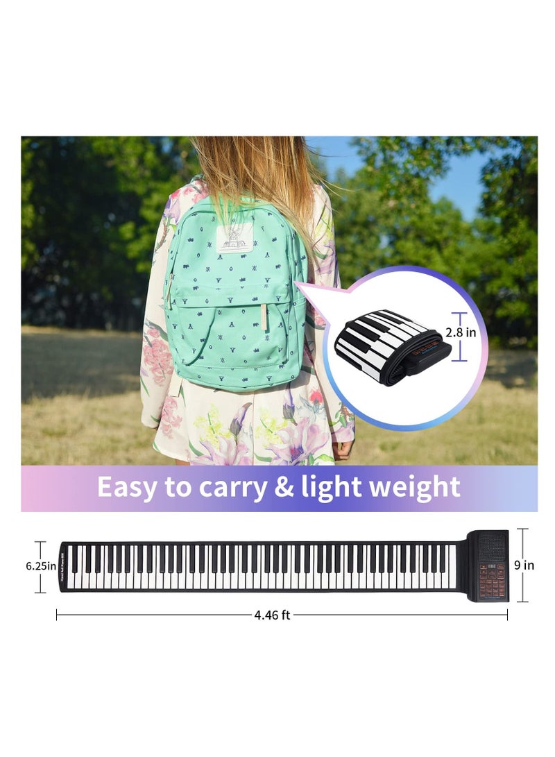 SYOSI 88 Key Roll Up Piano, Portable Rechargeable Piano Roll Up Piano for Kids Adults Piano Beginner - Image 2