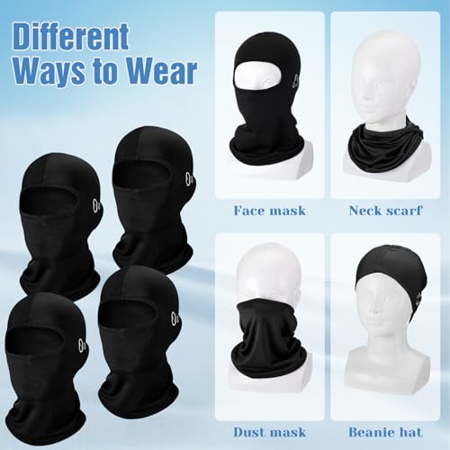 Halfchet 4 Pcs Winter Balaclava Winter Weather Neck for Boy Girl Youth Skiing Snowboarding Cycling(Black,Plain Color) - Image 5