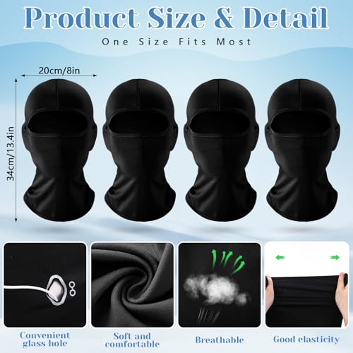 Halfchet 4 Pcs Winter Balaclava Winter Weather Neck for Boy Girl Youth Skiing Snowboarding Cycling(Black,Plain Color) - Image 3