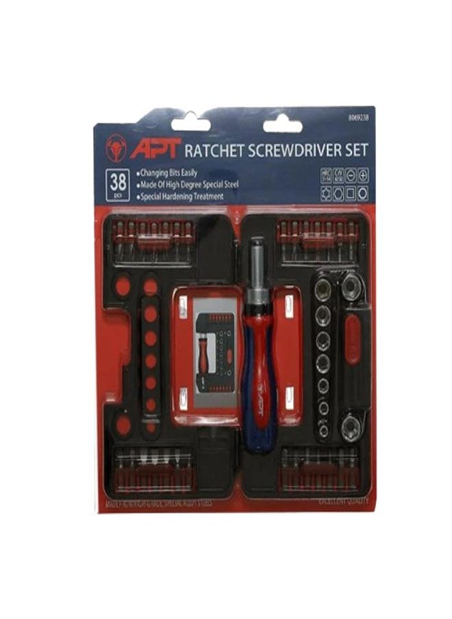 Apt Screwdriver Set Ratchet APT 38Pcs, 8069238 - Multicolor 